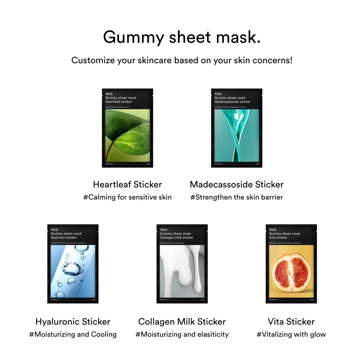 Abib Gummy Sheet Mask/Collagen Milk Sticker