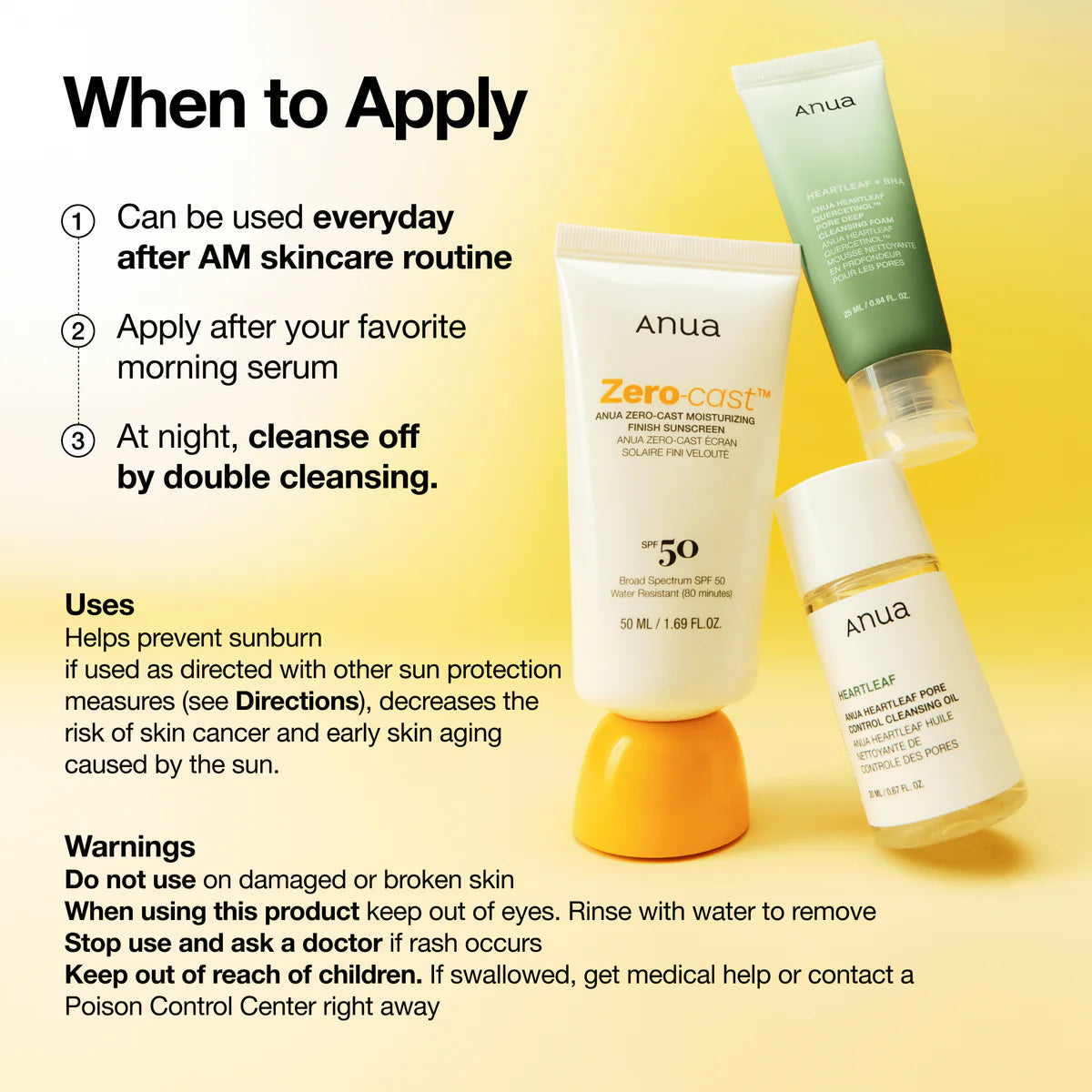 Anua Zero-Cast Moisturizing Finish Sunscreen SPF50