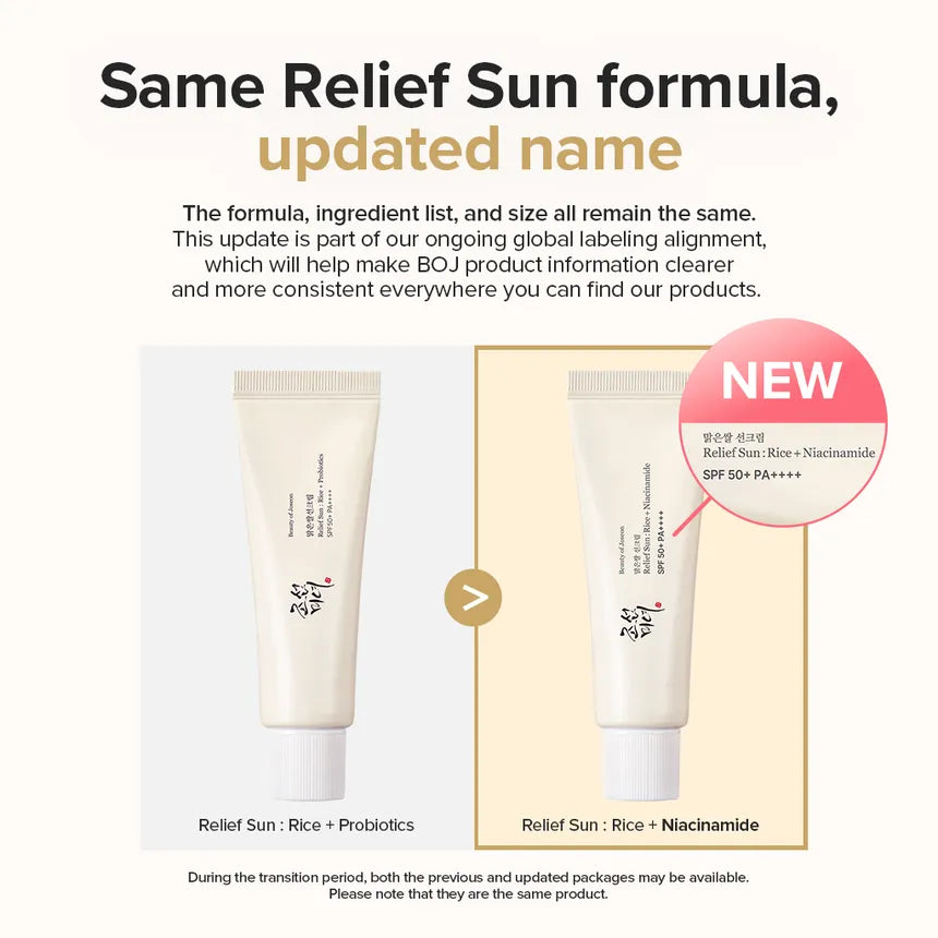 Beauty of Joseon Relief Sun: Rice + Niacinamide SPF50+ PA++++ (Renewed)