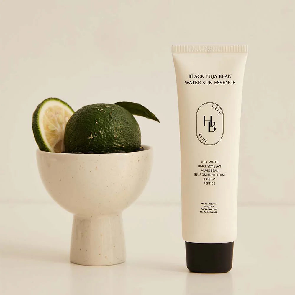 HEVEBLUE Black Yuja Bean Water Sun Essence SPF50+ PA++++