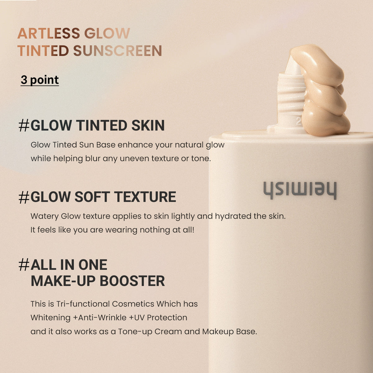 heimish Artless Glow Tinted Sunscreen SPF50+ PA+++