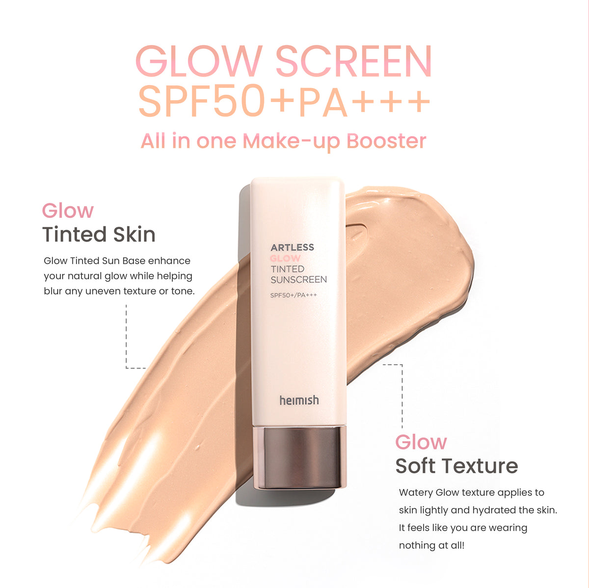 heimish Artless Glow Tinted Sunscreen SPF50+ PA+++
