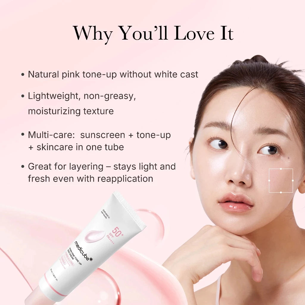 medicube PDRN Pink Tone Up Sun Cream SPF50+ PA++++