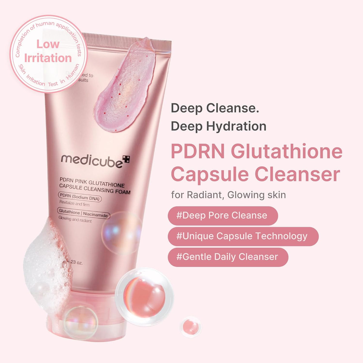medicube PDRN Pink Glutathione Capsule Cleansing Foam
