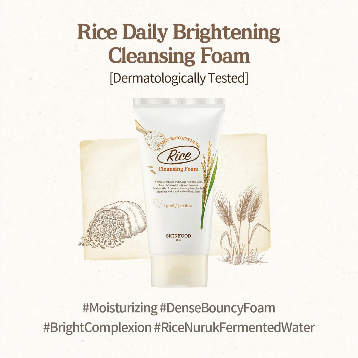SKINFOOD Rice Daily Brightening Cleansing Foam