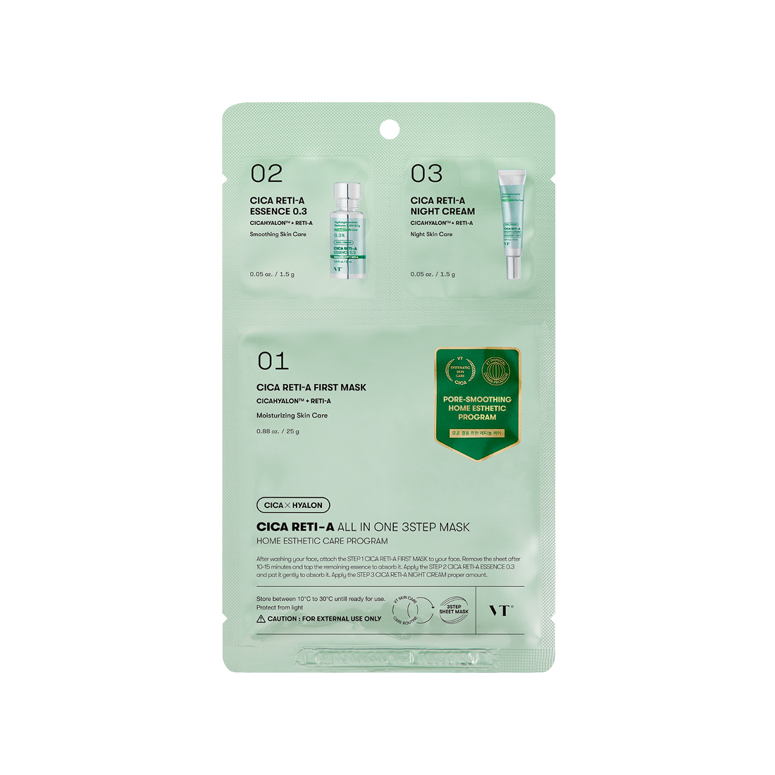 VT COSMETICS Cica Reti-A All In One 3-Step Mask