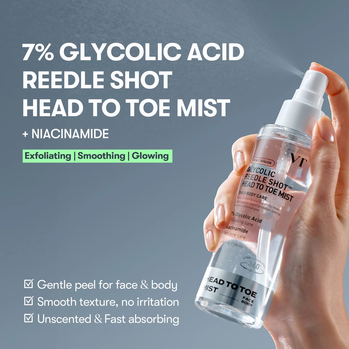VT COSMETICS Glycolic Reedle Shot Head To Toe Mist