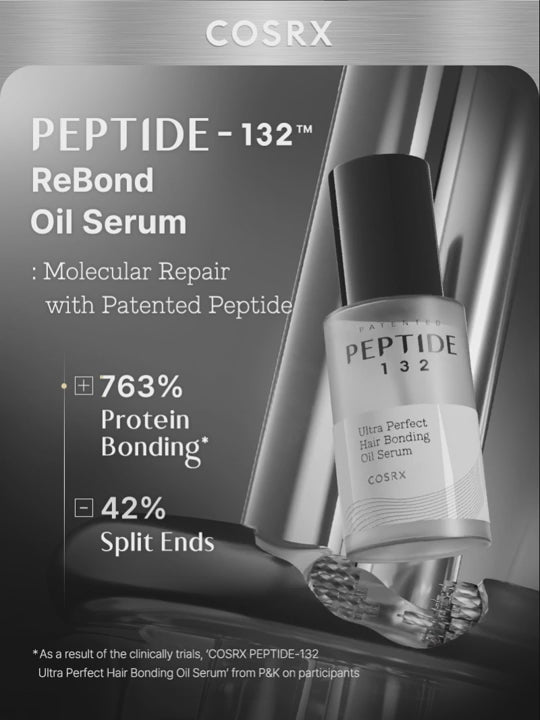 Load video: COSRX PEPTIDE-132 Ultra Perfect Hair Bonding Oil Serum